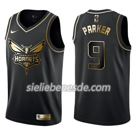 Herren NBA Charlotte Hornets Trikot Tony Parker 9 Nike Schwarz Golden Edition Swingman